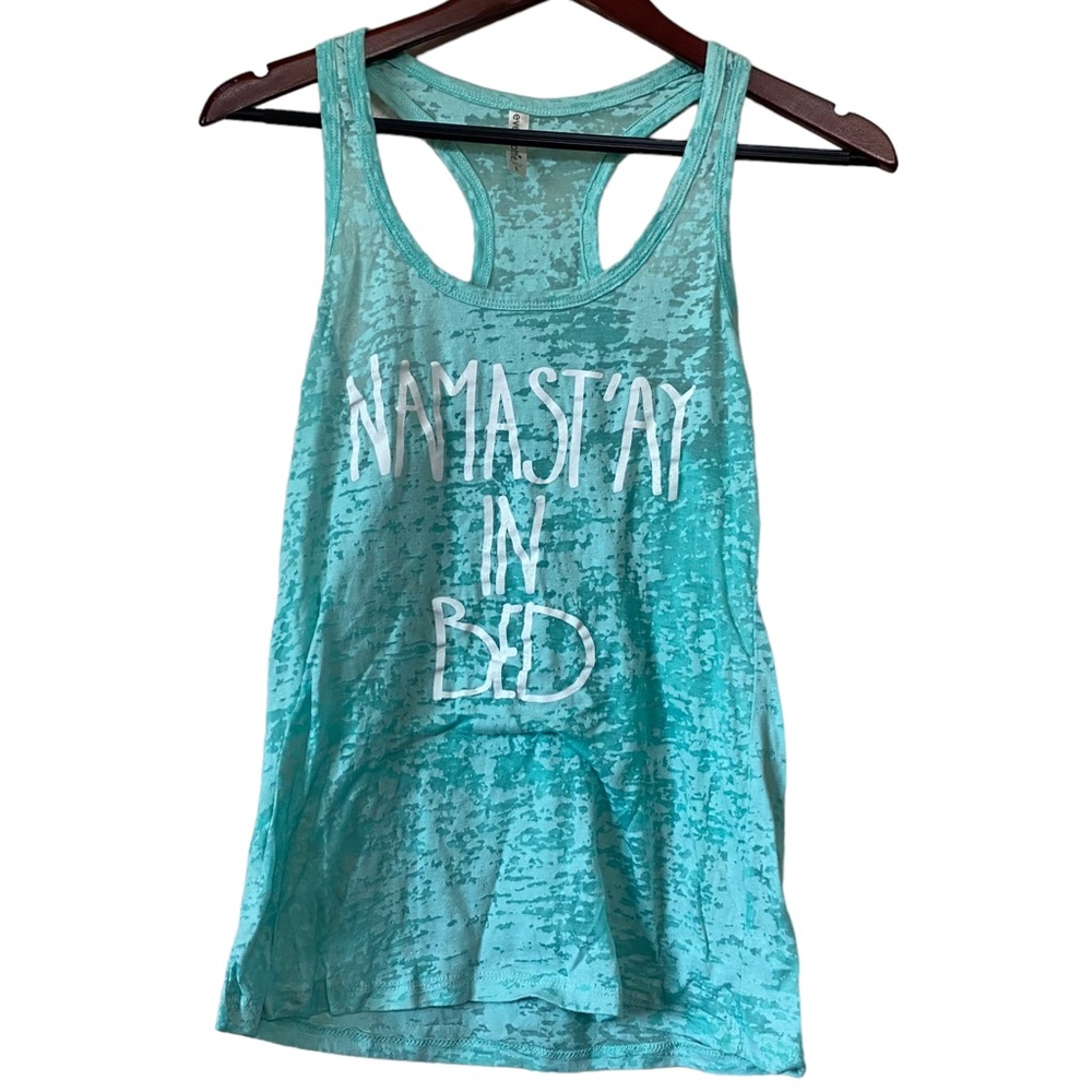 4/$24 Blue Racerback Tank Yoga Namaste Size Large